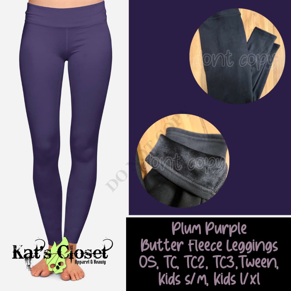 PLUM PURPLE - BUTTER FLEECE LINED LEGGINGS Leggings