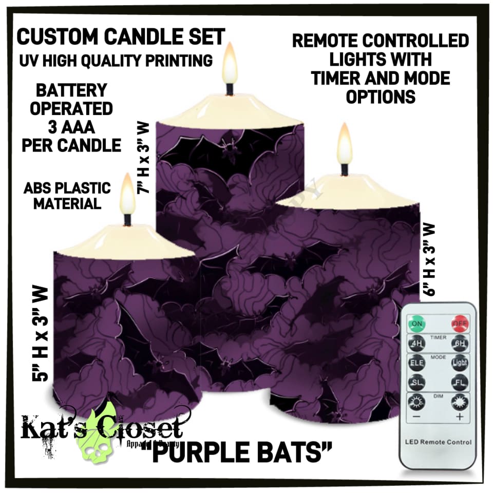 Purple Bats 3-Piece Battery Operated Candle Set - Preorder ETA: Mid-Dec