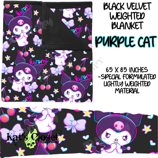 PURPLE CAT - BLACK VELVET WEIGHTED BLANKET ROUND 4 PREORDER CLOSING 10/16 Blankets