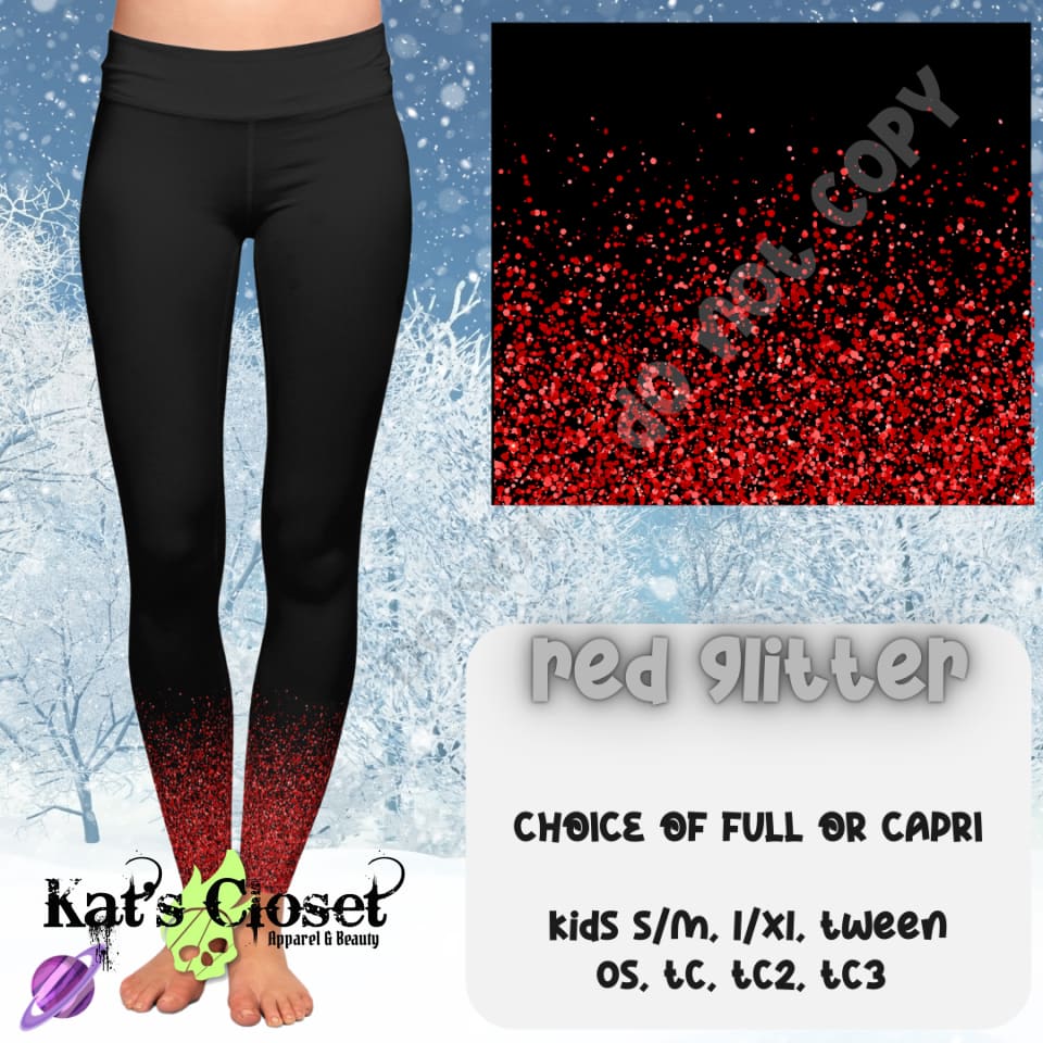 RED GLITTER LEGGING/CAPRI PREORDER CLOSING 10/10 LEGGINGS & CAPRIS