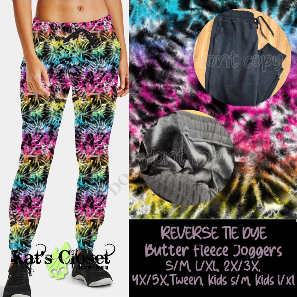 REVERSE TIE DYE BUTTER FLEECE LINED UNISEX JOGGERS Joggers