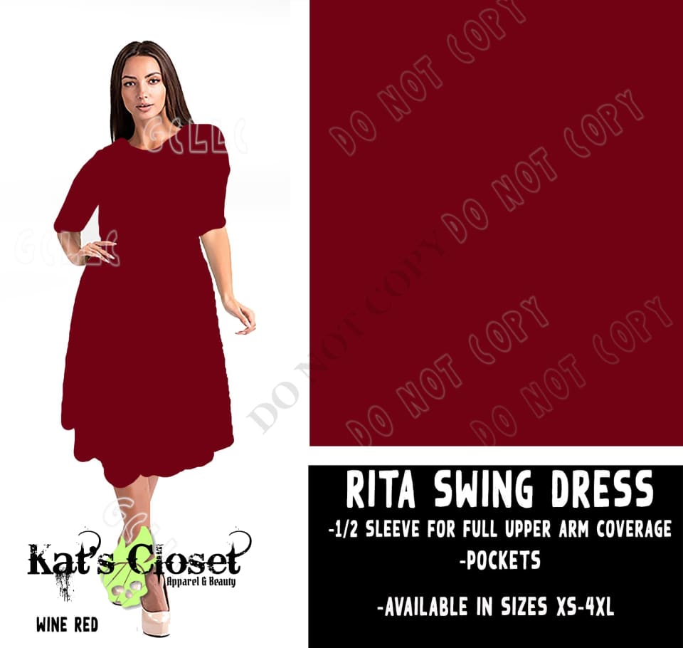 RITA SWING DRESS RUN-WINE RED