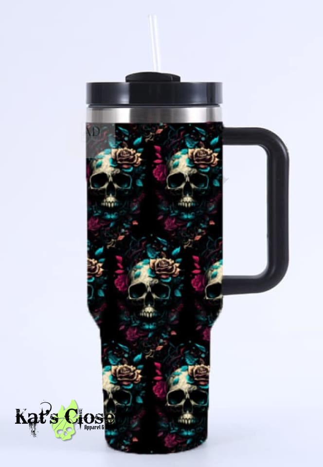 Coffee & Cosmetology Skeleton Large Tumbler Cup with Handle