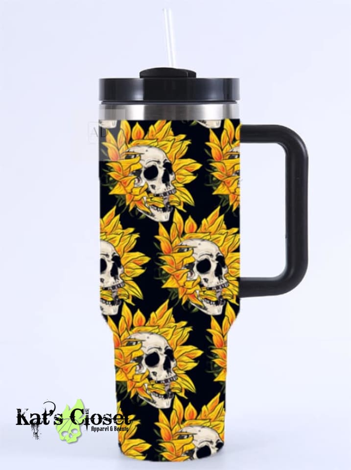 Coffee & Cosmetology Skeleton Large Tumbler Cup with Handle