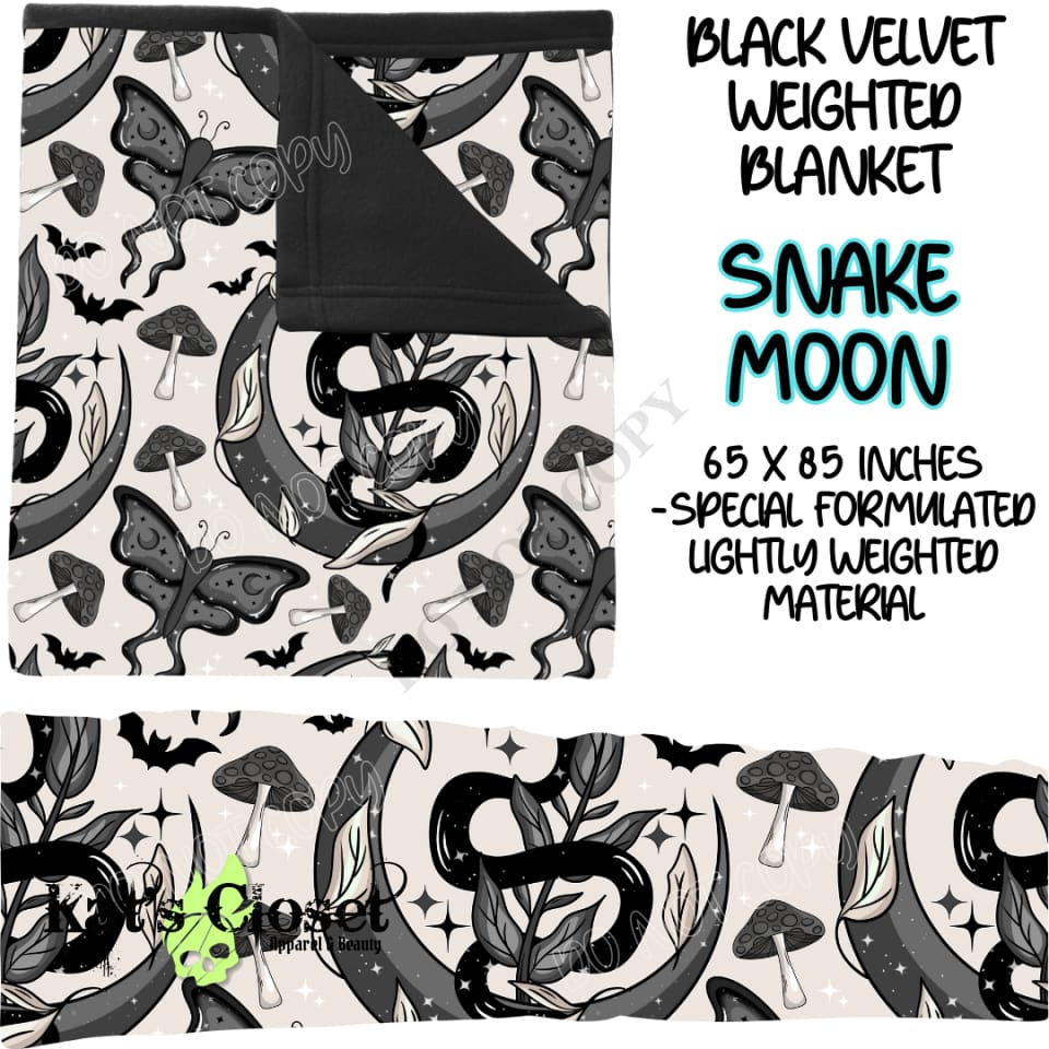 SNAKE MOON - BLACK VELVET WEIGHTED BLANKET ROUND 4 PREORDER CLOSING 10/16 Blankets