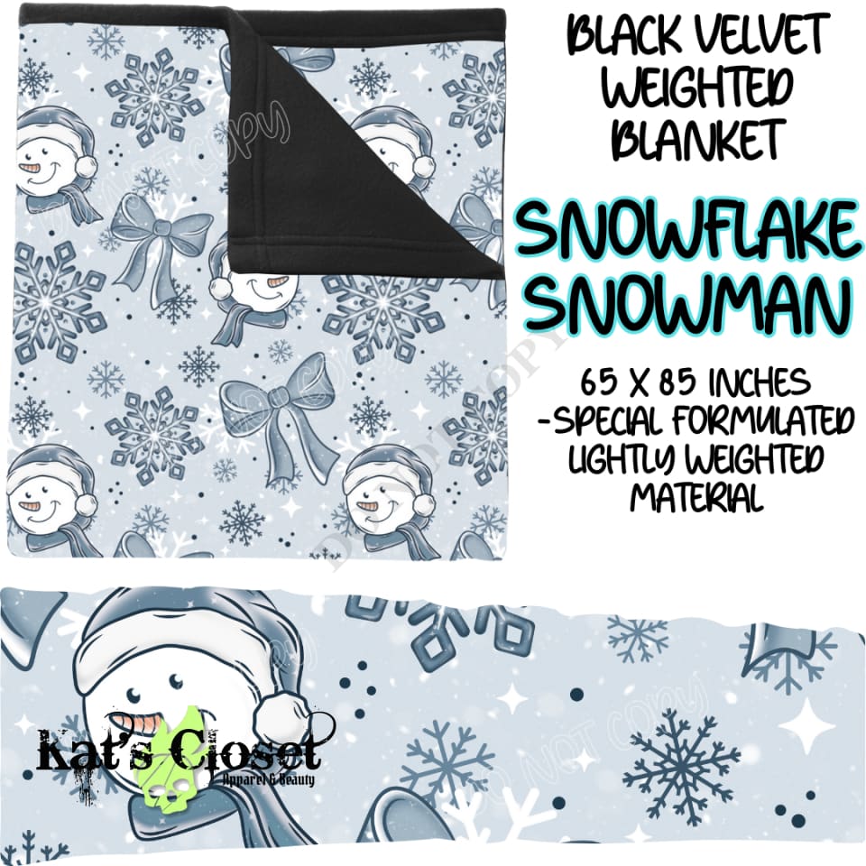 SNOWFLAKE SNOWMAN - BLACK VELVET WEIGHTED BLANKET ROUND 4 PREORDER CLOSING 10/16 Blankets