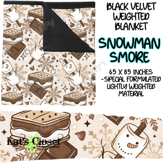 SNOWMAN SMORE - BLACK VELVET WEIGHTED BLANKET ROUND 4 PREORDER CLOSING 10/16 Blankets