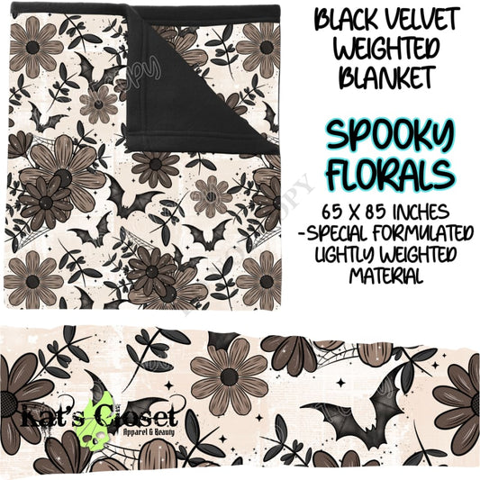 SPOOKY FLORAL - BLACK VELVET WEIGHTED BLANKET ROUND 4 PREORDER CLOSING 10/16 Blankets