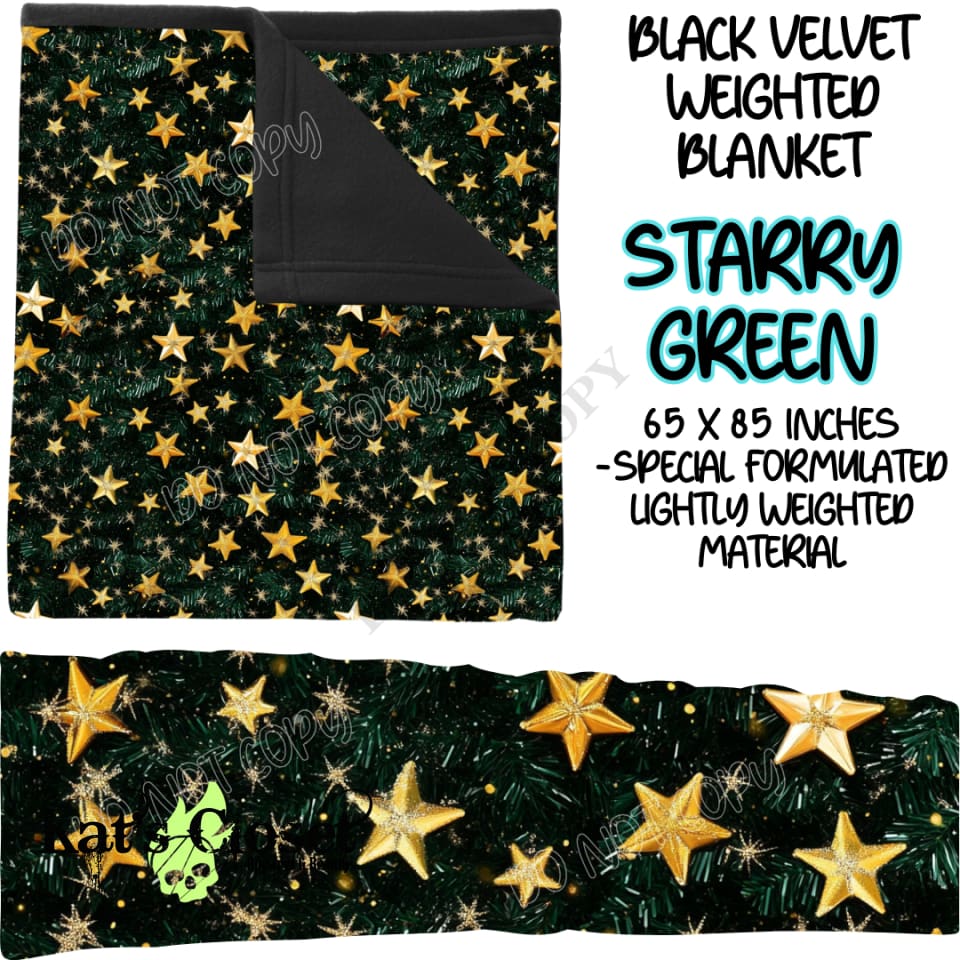 STARRY GREEN - BLACK VELVET WEIGHTED BLANKET ROUND 4 PREORDER CLOSING 10/16 Blankets