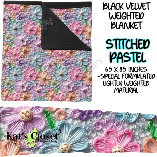 STITCHED PASTEL - BLACK VELVET WEIGHTED BLANKET ROUND 4 PREORDER CLOSING 10/16 Blankets