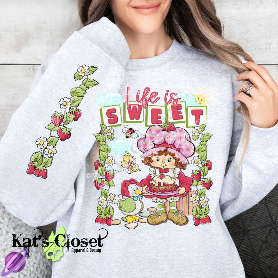 STRAWBERRY CREWNECK SWEATSHIRT W/ SLEEVE PRINT Sweatshirt