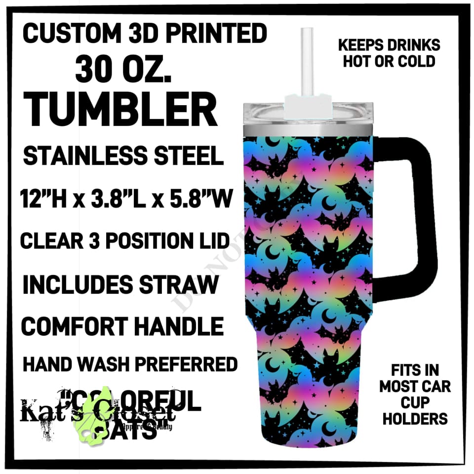 Colorful Bats 30 oz Tumbler - Preorder ETA: Mid-Dec TUMBLERS