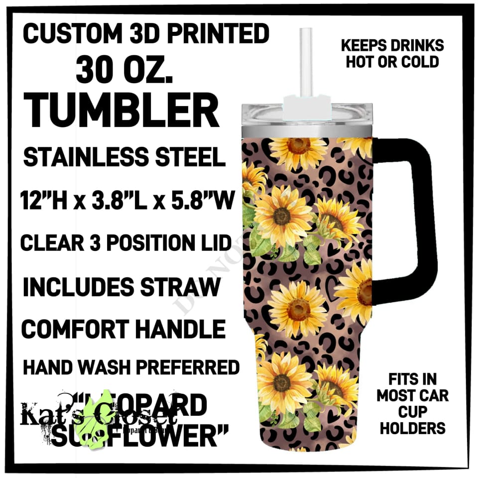 Leopard Sunflower 30 oz Tumbler - Preorder ETA: Mid-Dec TUMBLERS