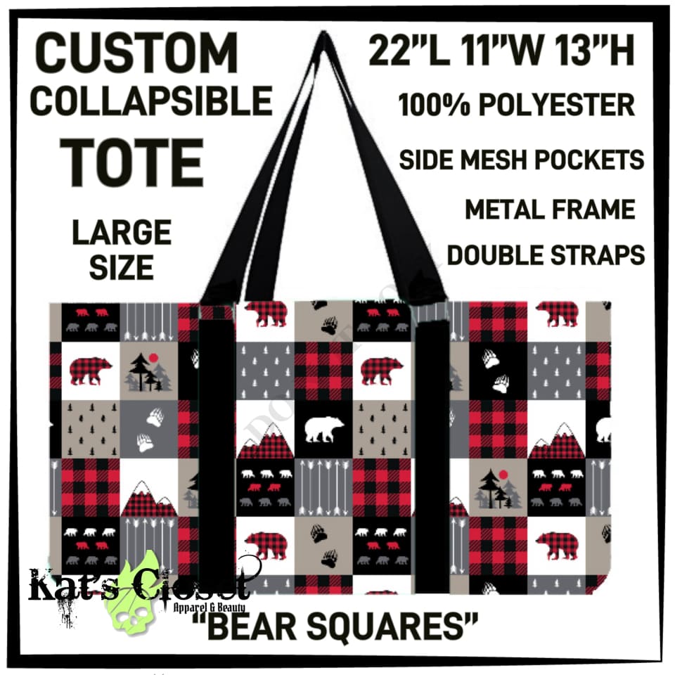 Bear Squares Collapsible Tote - Preorder ETA: Late Dec COLLAPSIBLE TOTES