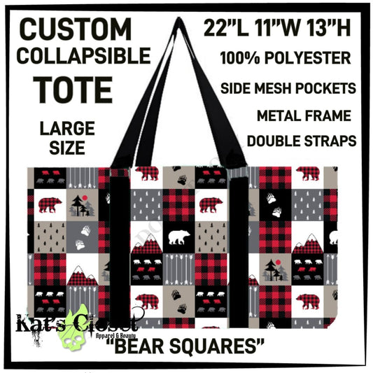 Bear Squares Collapsible Tote - Preorder ETA: Late Dec COLLAPSIBLE TOTES