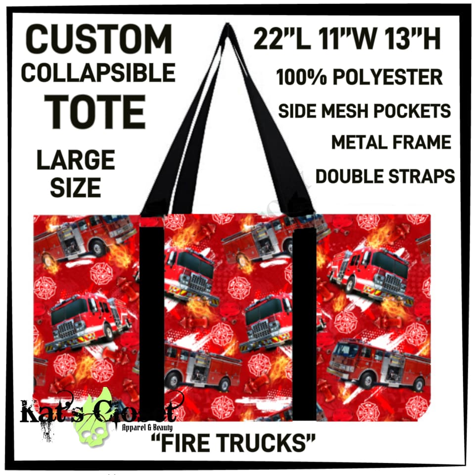 Fire Trucks Collapsible Tote - Preorder ETA: Late Dec COLLAPSIBLE TOTES