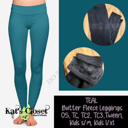 TEAL BUTTER FLEECE LINED LEGGINGS Leggings