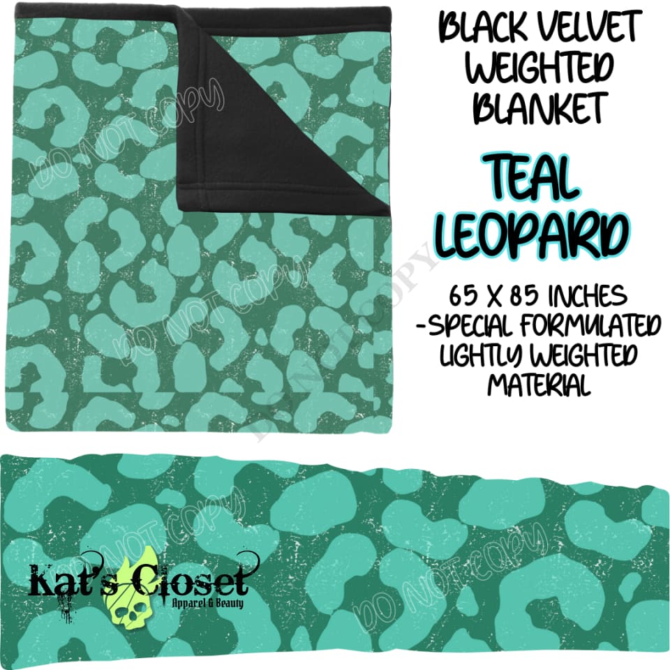 TEAL LEOPARD - BLACK VELVET WEIGHTED BLANKET ROUND 4 PREORDER CLOSING 10/16 Blankets