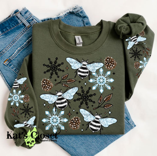 WINTER BEES CREWNECK SWEATSHIRT W/ SLEEVE PRINT Sweatshirt