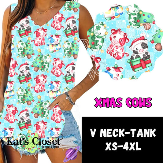 XMAS COWS V-NECK TANK PREORDER CLOSING 10/8 Tank Top