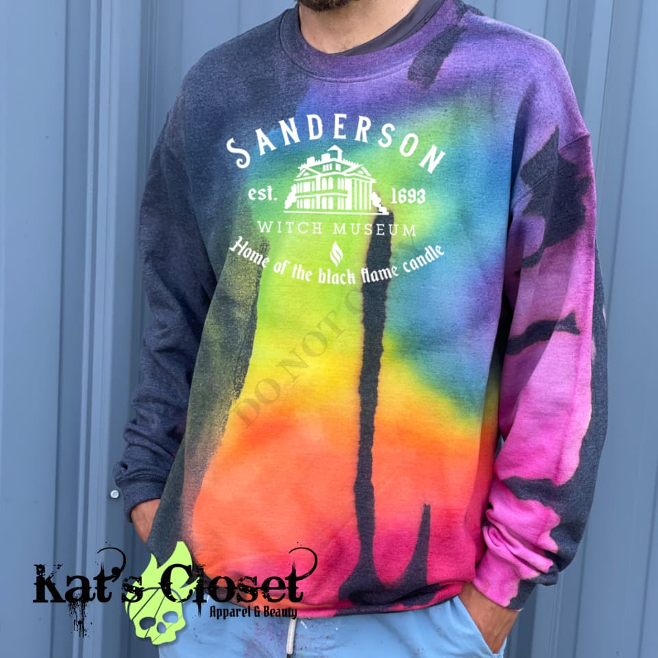 Sanderson Witch Museum Hand Dyed Reverse Tie Dye Fleece MWTCrewNeck